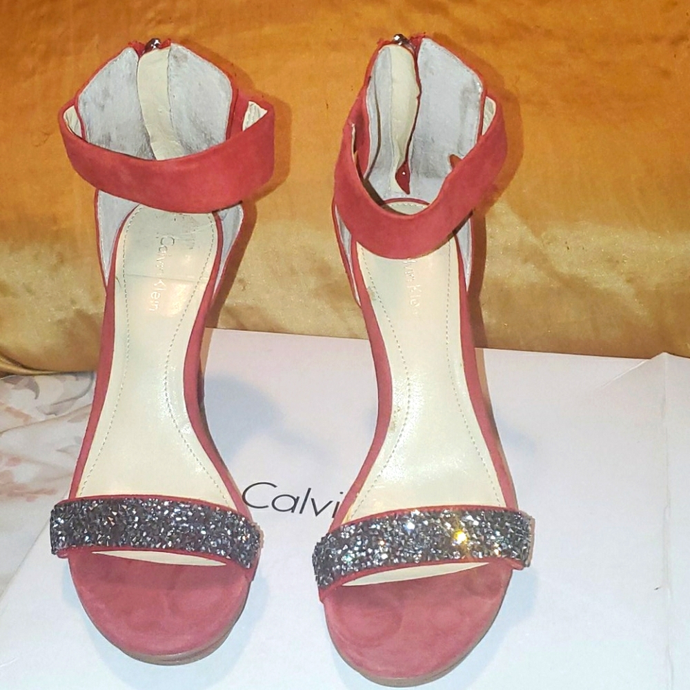 Red Calvin Klein open toe